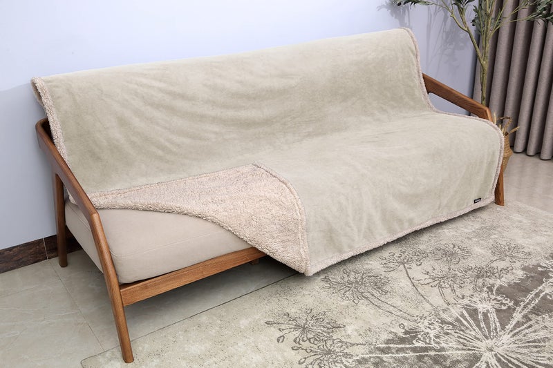 Catalonia Waterproof Liquid Pee Proof Fleece Sherpa Blanket for Bed Couch Sofa  Protector Cover for Baby  Cozy Lining Throws for Camping Boating (Camel/Taupe  60x80 inch) - Image 1